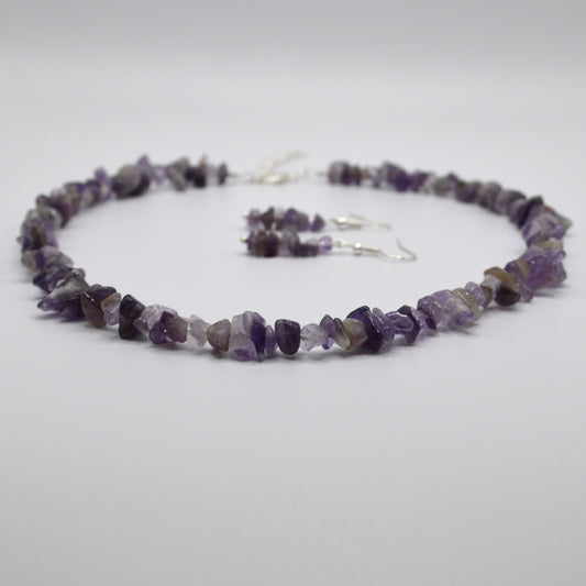 Amethyst Chips Necklace and Earring Set
