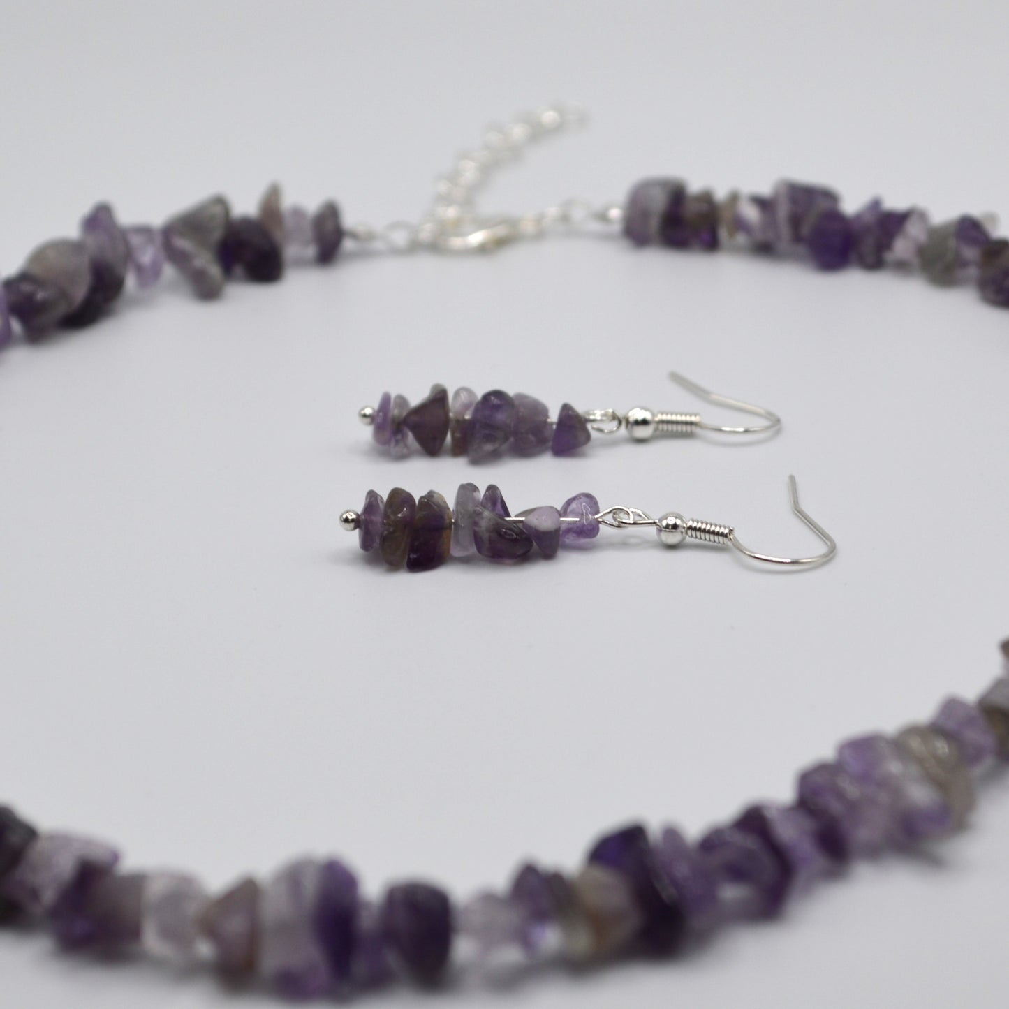Amethyst Chips Necklace and Earring Set
