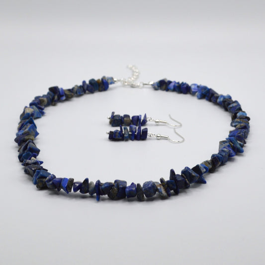 Lapis Lazuli Blue Chips Necklace and Earring Set