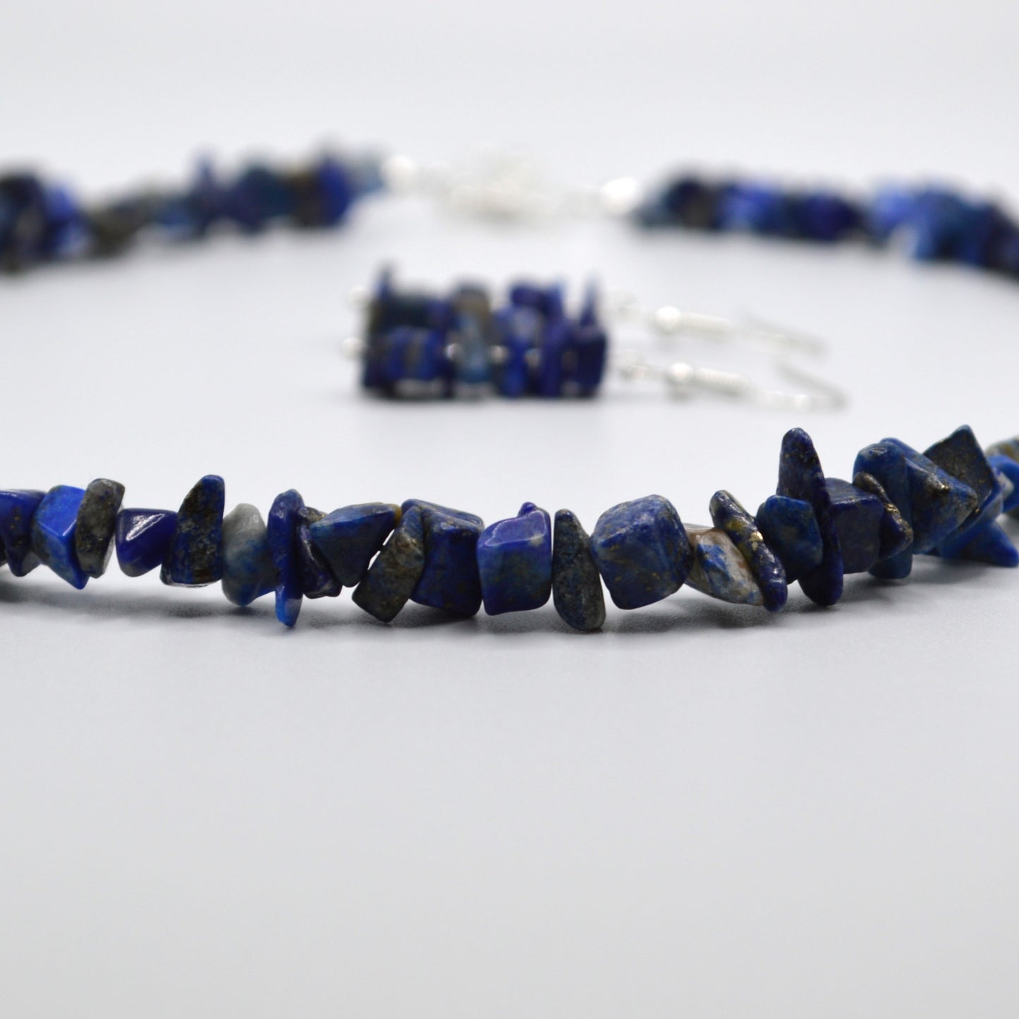 Lapis Lazuli Blue Chips Necklace and Earring Set