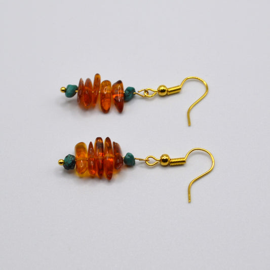 Baltic Amber and Turquoise Earrings