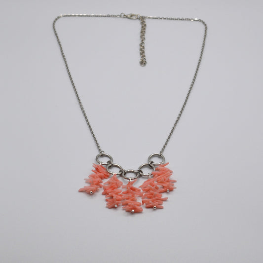 Light Pink Bamboo Coral on a Stainless Steel Chain Necklace