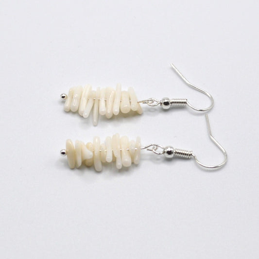 Off White Bamboo Coral Earrings