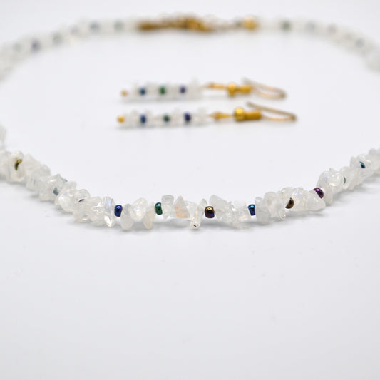 Rainbow Moonstone Necklace and Earring Set