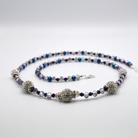 Purple and Blue Crystal Beaded Necklace