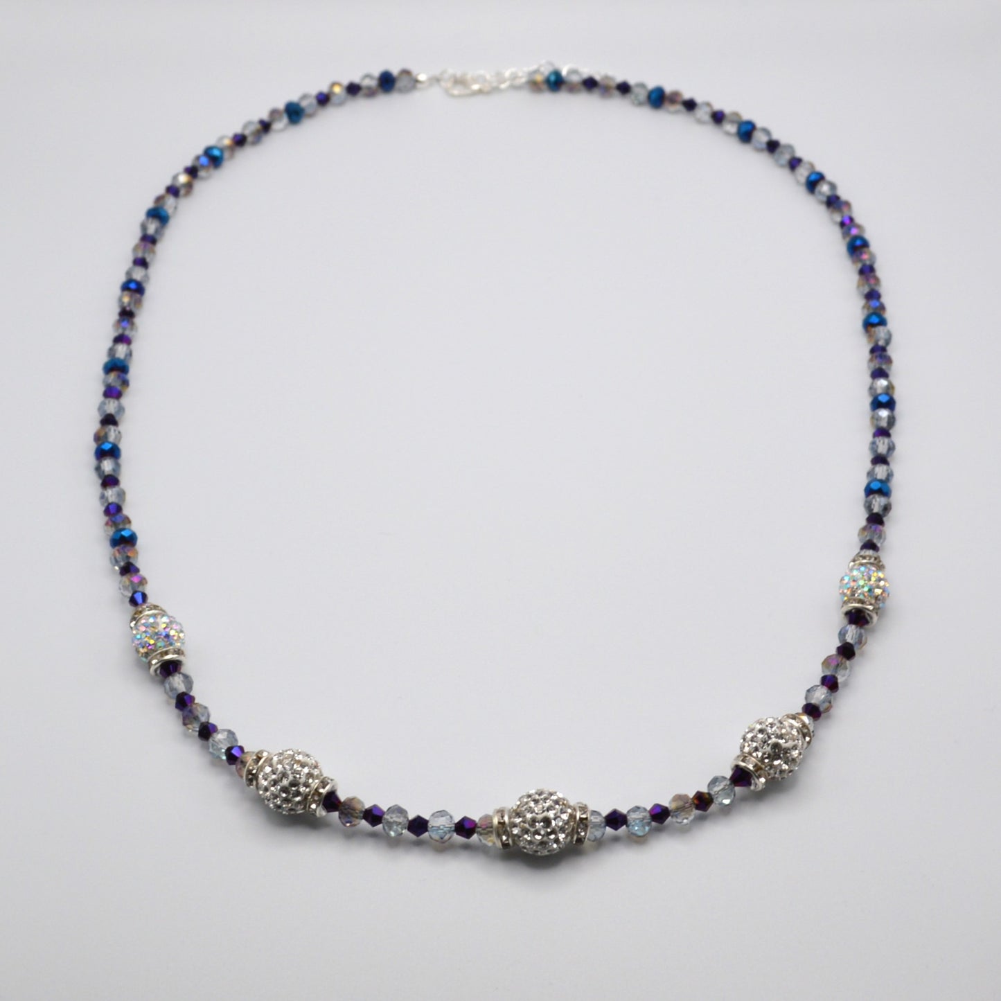 Purple and Blue Crystal Beaded Necklace