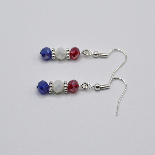 Red, White and Blue Patriotic Crystal Earrings