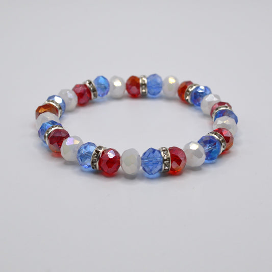 Red, White, and Blue Crystal Stretch Bracelet