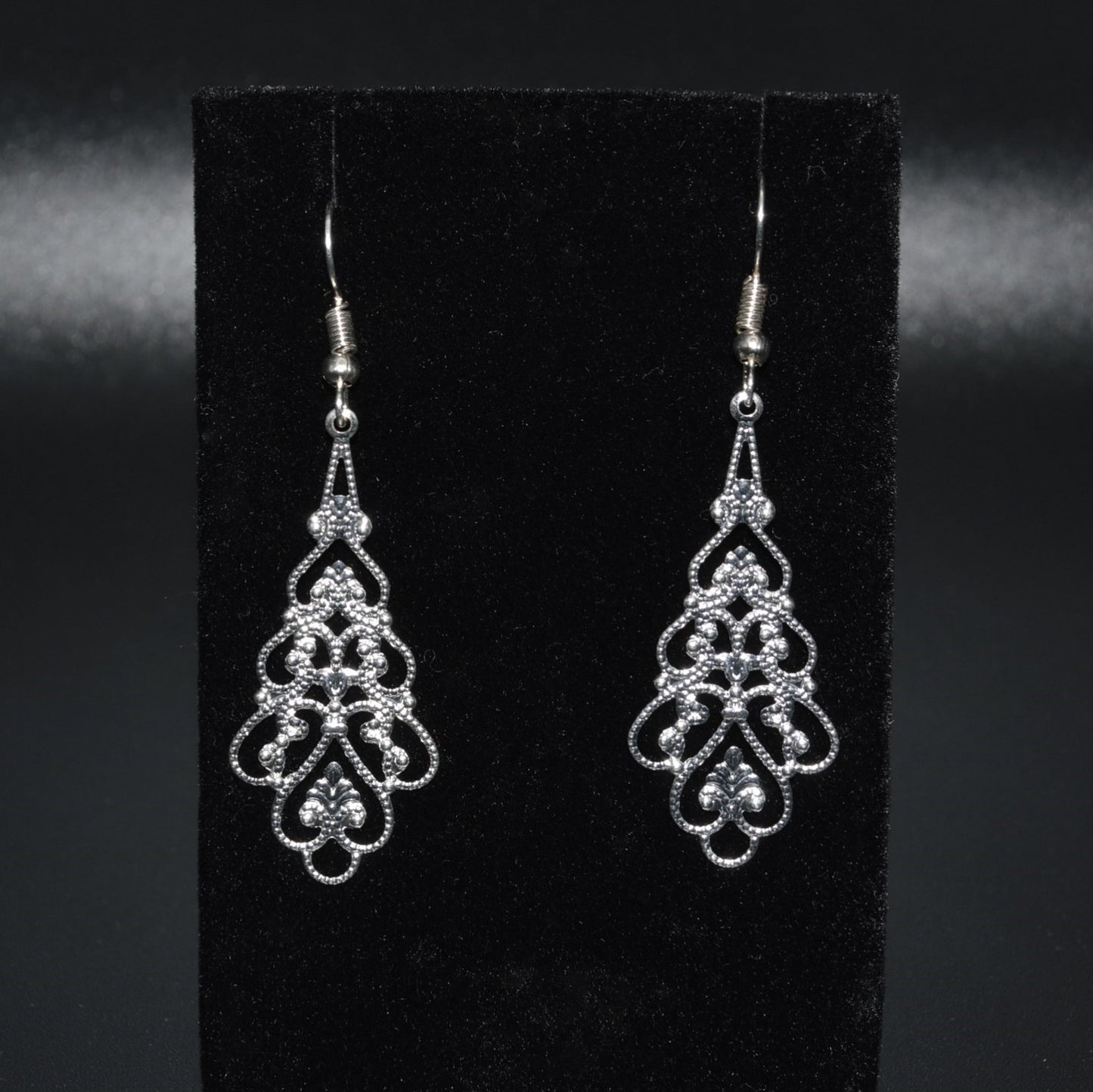 Silver Filigree Teardrop Earrings