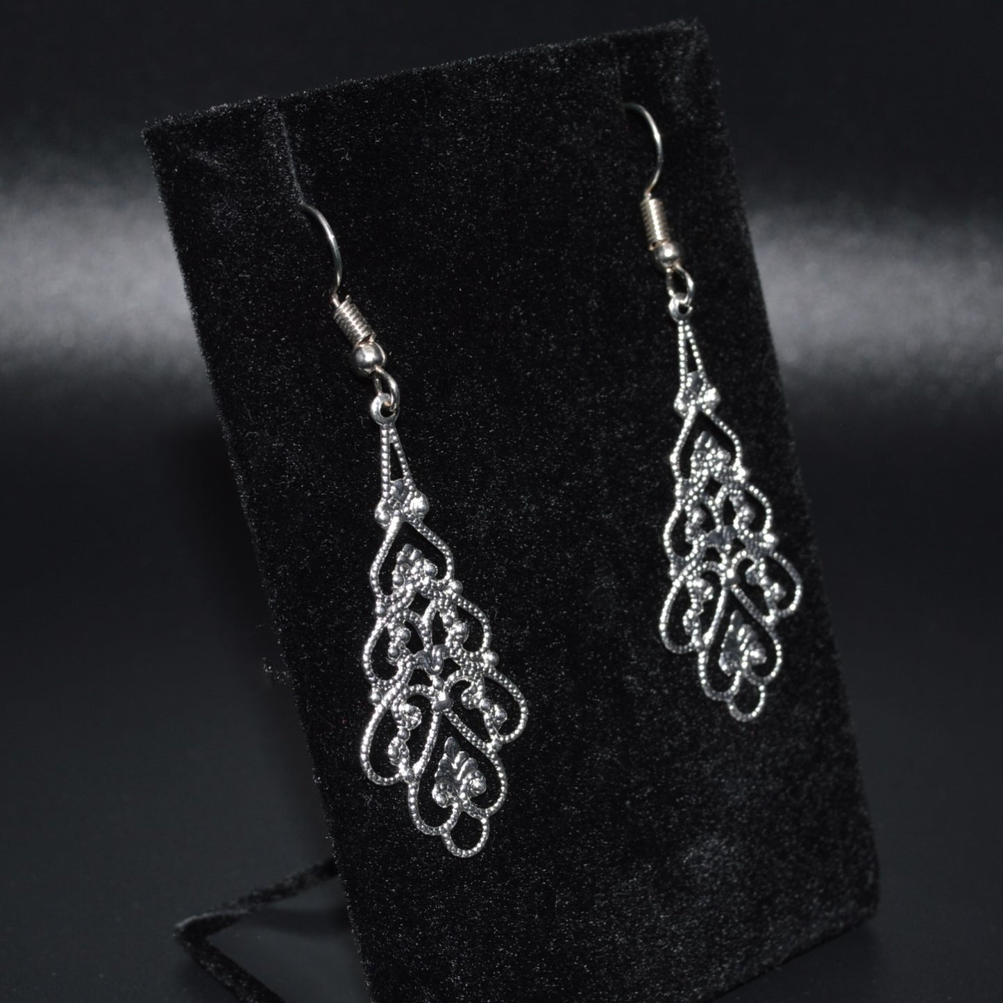 Silver Filigree Teardrop Earrings