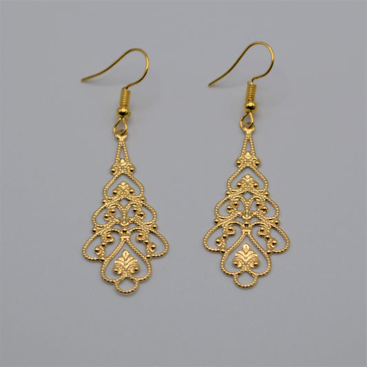 Gold Filigree Teardrop Earrings