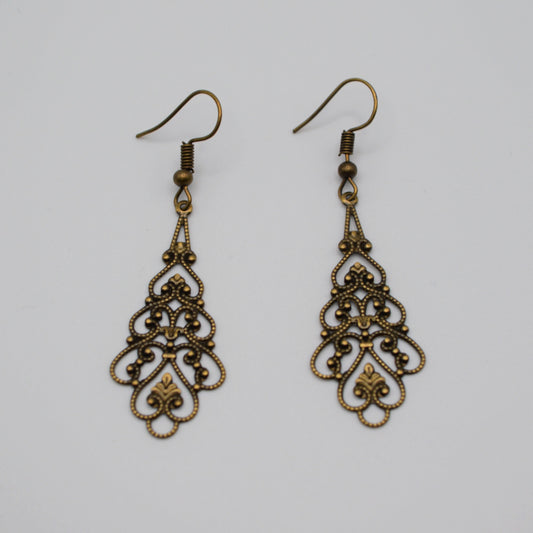 Antique Gold Filigree Teardrop Earrings