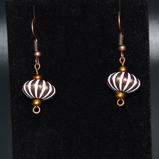 Bronze and White Striped Earrings