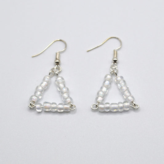 White Triangle Seed Bead Earrings