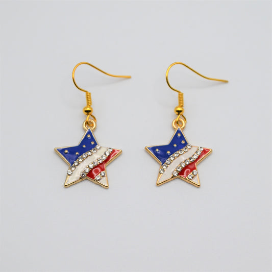 Enamel Star Flag Earrings