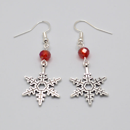 Snowflake Earrings #9 (Red)