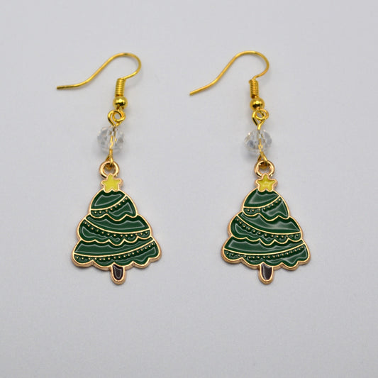 Christmas Tree with a Yellow Star Earrings