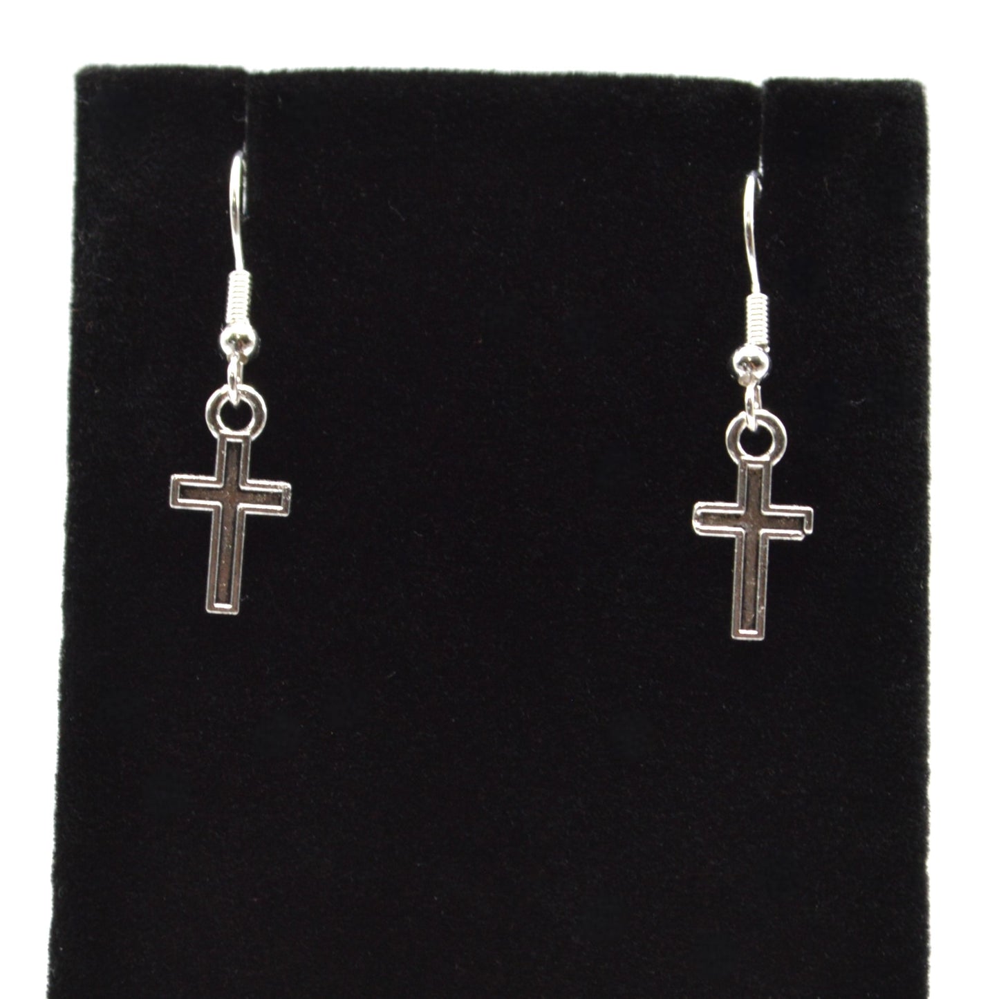 Silver Cross Dangle Earrings