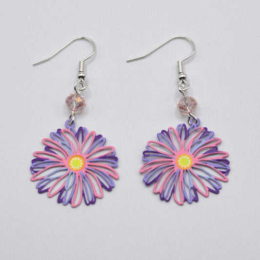 Pink and Purple Flower Earrings