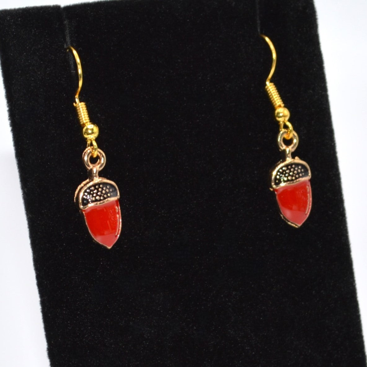 Fall Small Red Acorn Earrings