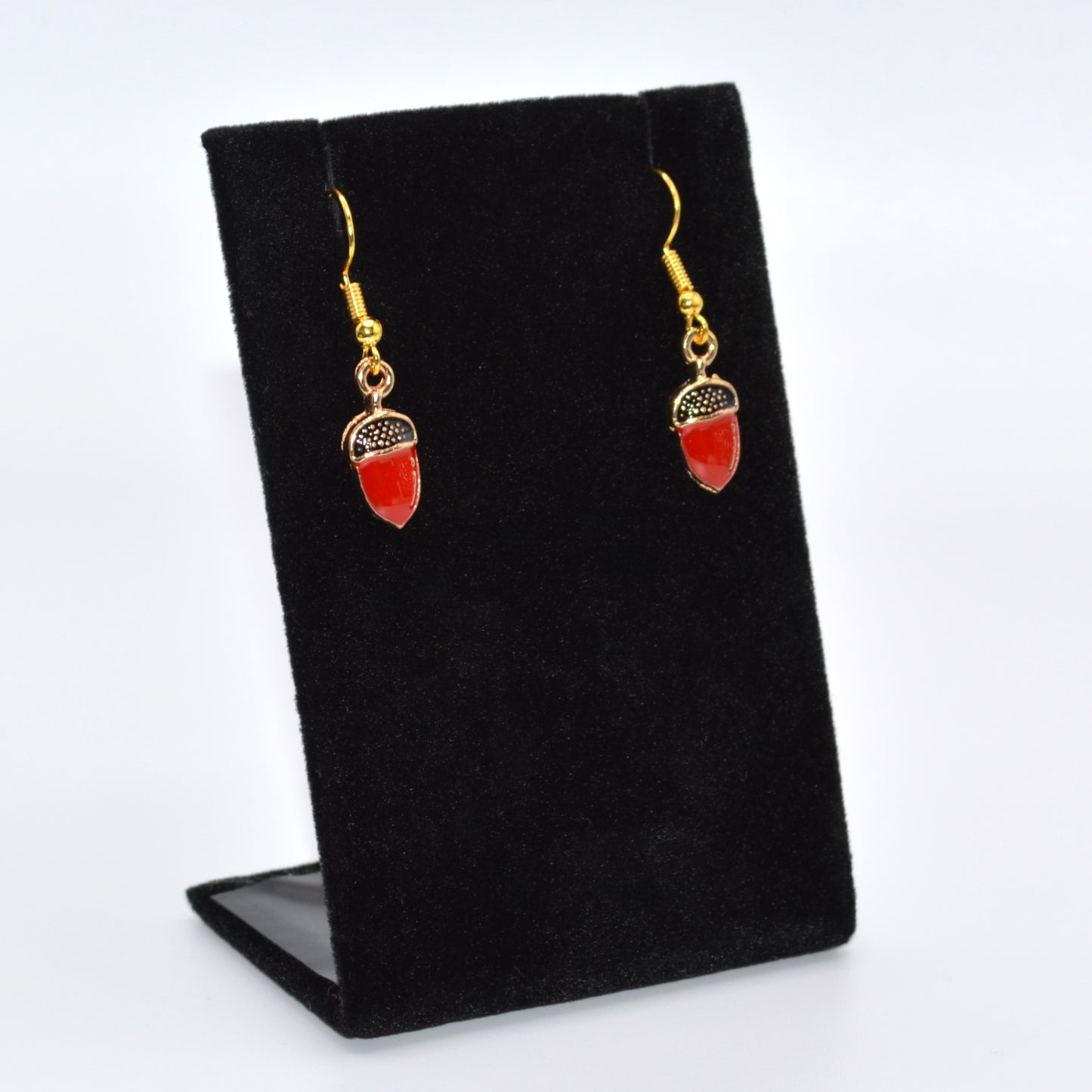 Fall Small Red Acorn Earrings