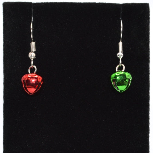 Red and Green Jingle Bells Christmas Earrings