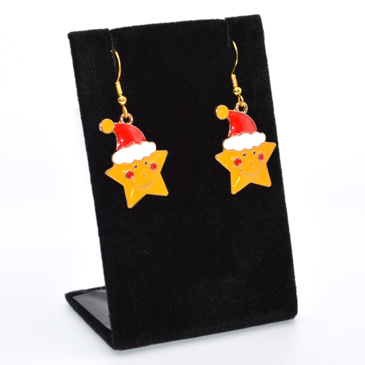 Star with Santa Hat Christmas Earrings