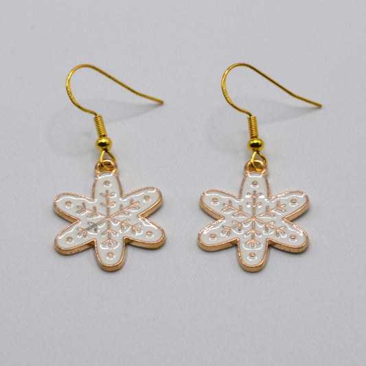 White Snowflake Winter Christmas Earrings