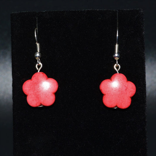 Resin Flower Earrings (Red)