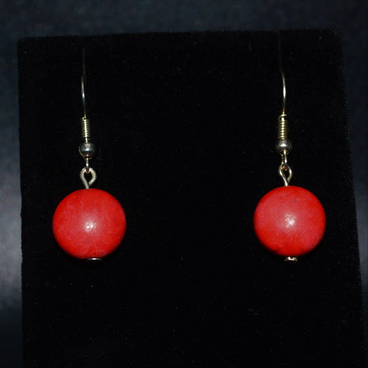 Resin Round Earrings (Red)