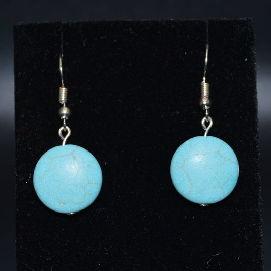 Magnesite Round Earrings (Turquoise)
