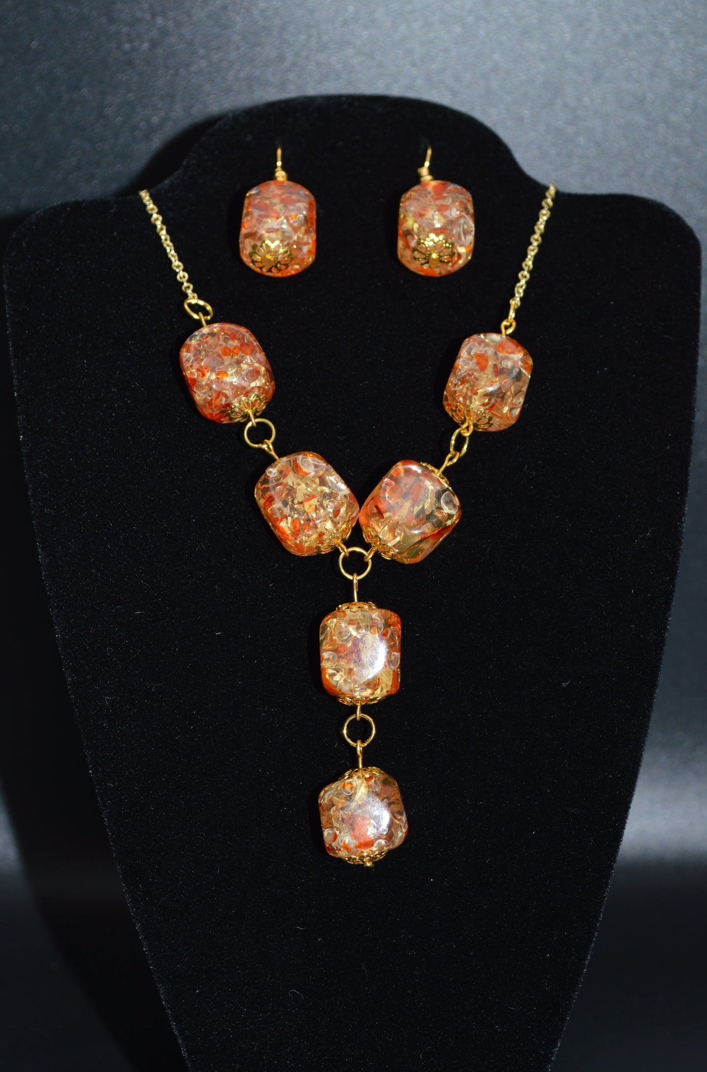 Ice Flake Resin Necklace and Earring Set (2 Drops)