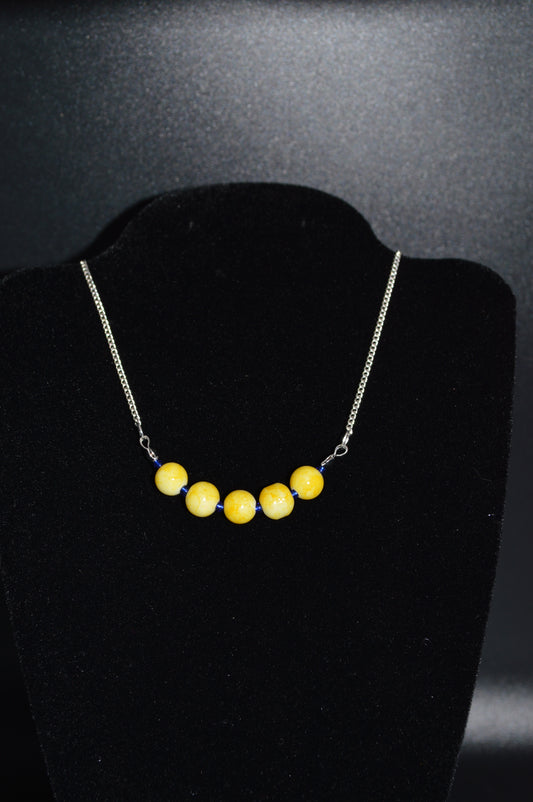 Yellow and Blue Glass Necklace