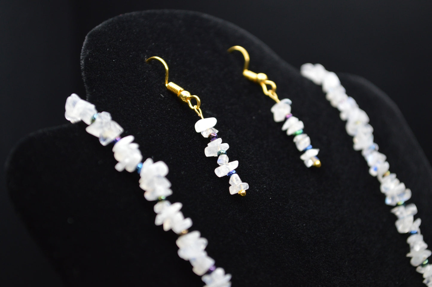 Rainbow Moonstone Necklace and Earring Set
